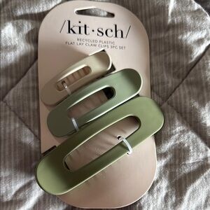 Kitsch Olive and Sage Hair Claw Clips Trio
